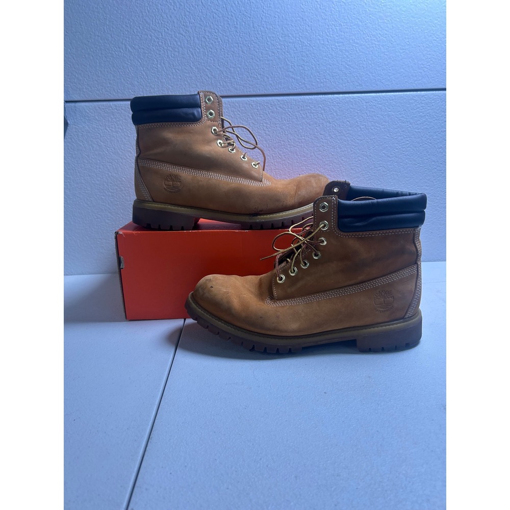 Timberland 6 Inch Premium Boot Wheat Nubuck Size 10.5 wide #3179
